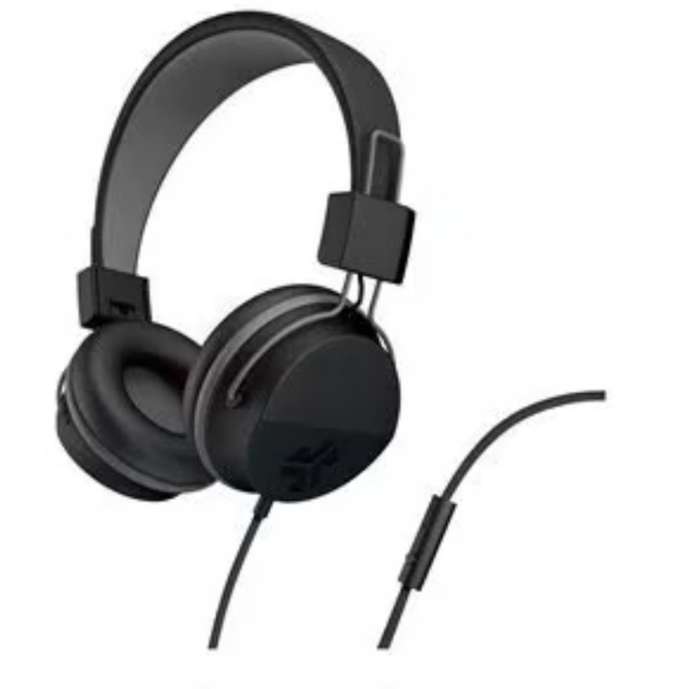JLab Neon Wired On-Ear Headphones with Mic - Black
